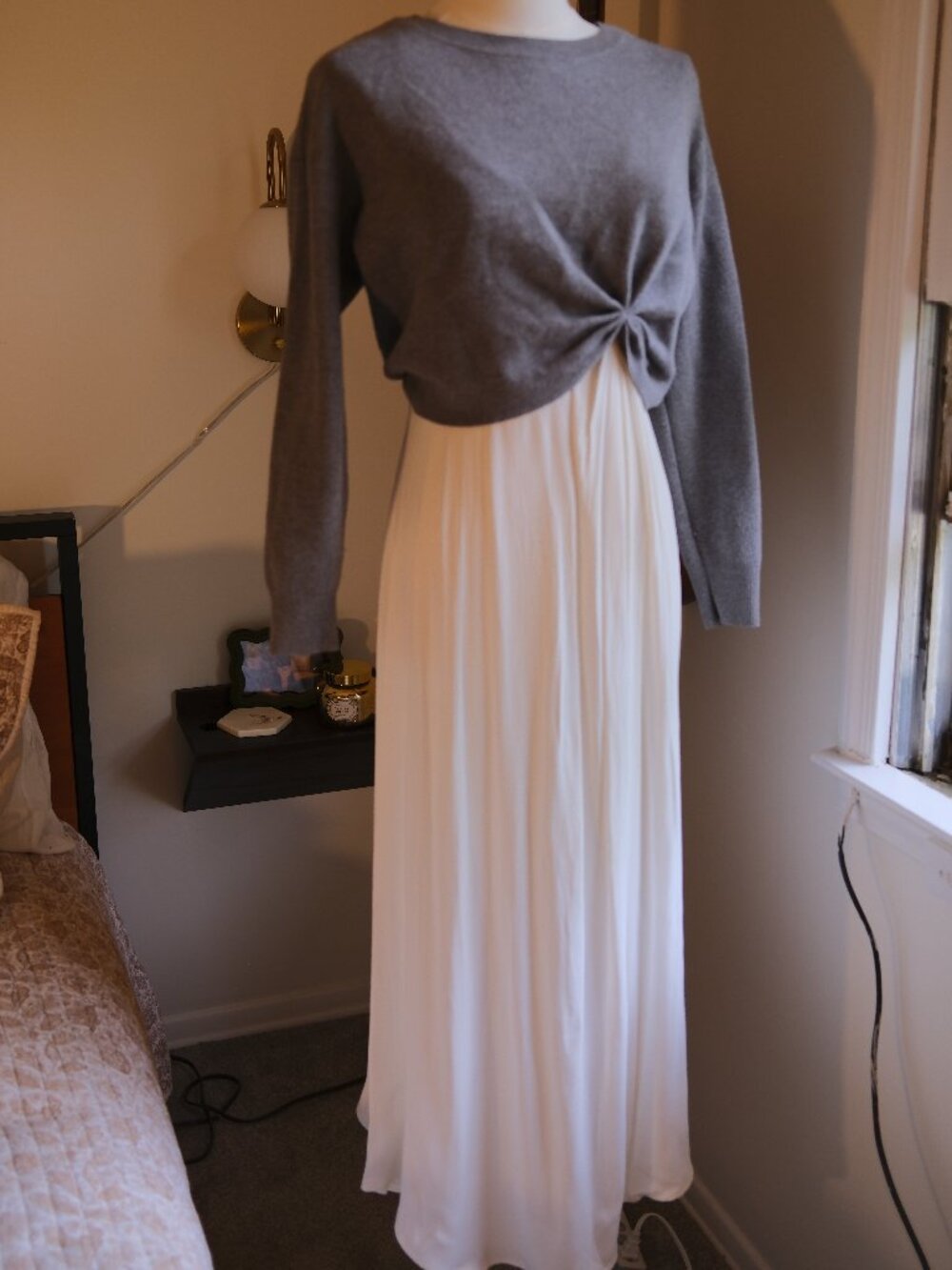 Anthropologie Twofer Sweater Dress Twist Front Layered Midi Dress XS